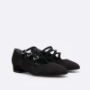 Black Suede Leather Mary Janes Ballet Flats-Carel Discount