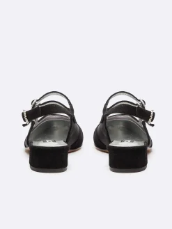 Black Suede Leather Mesh And Strass Buckles Mary Janes-Carel Best Sale