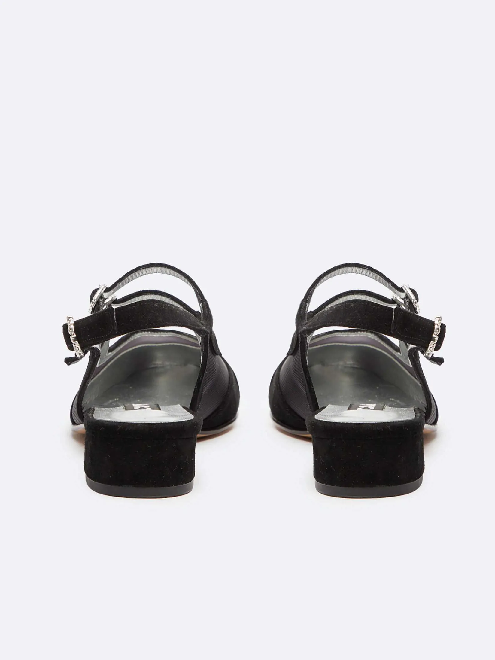 Black Suede Leather Mesh And Strass Buckles Mary Janes-Carel Best Sale