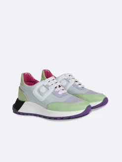 Blue, Lilac And White Eco Nappa Sneakers-Carel Online