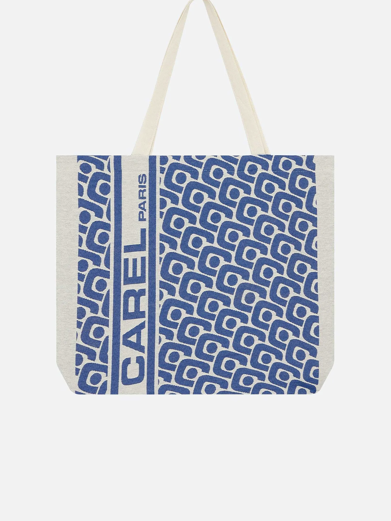 Blue Monogrammed Tote Bag With Jacquard Weave-Carel Clearance