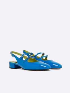 Blue Patent Leather Slingback Mary Janes-Carel Sale