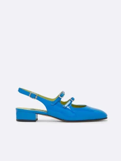 Blue Patent Leather Slingback Mary Janes-Carel Sale