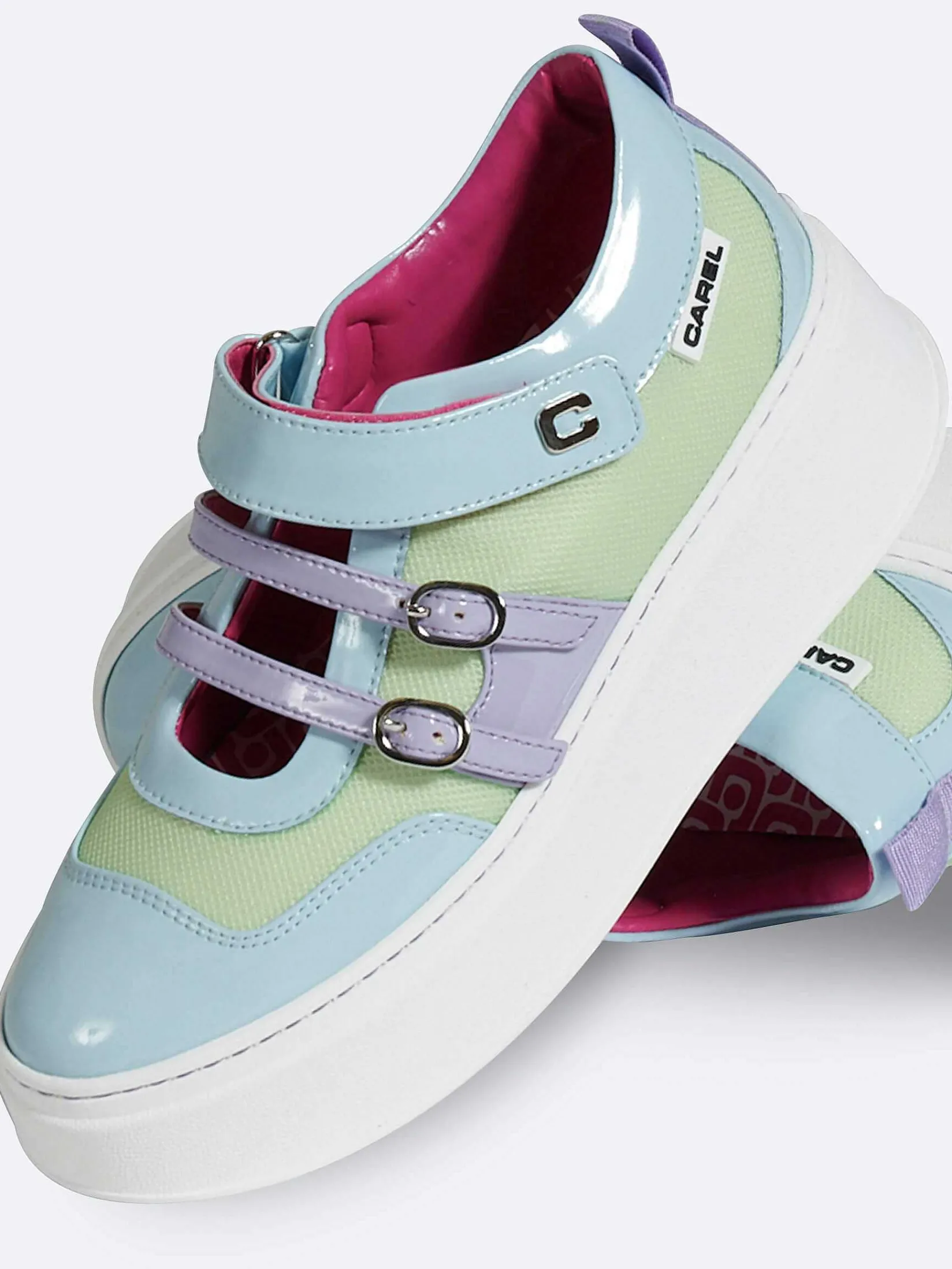 Blue, Purple And Lilac Eco Patent Sneakers-Carel Cheap