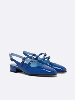 Blue Upcycled Patent Leather Slingback Mary Janes-Carel Online