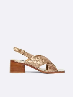 Bronze Platinum Woven Leather Sandals-Carel New