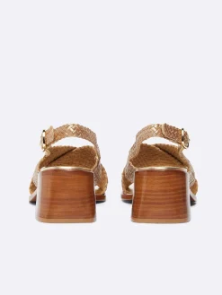Bronze Platinum Woven Leather Sandals-Carel New