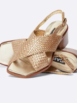 Bronze Platinum Woven Leather Sandals-Carel New