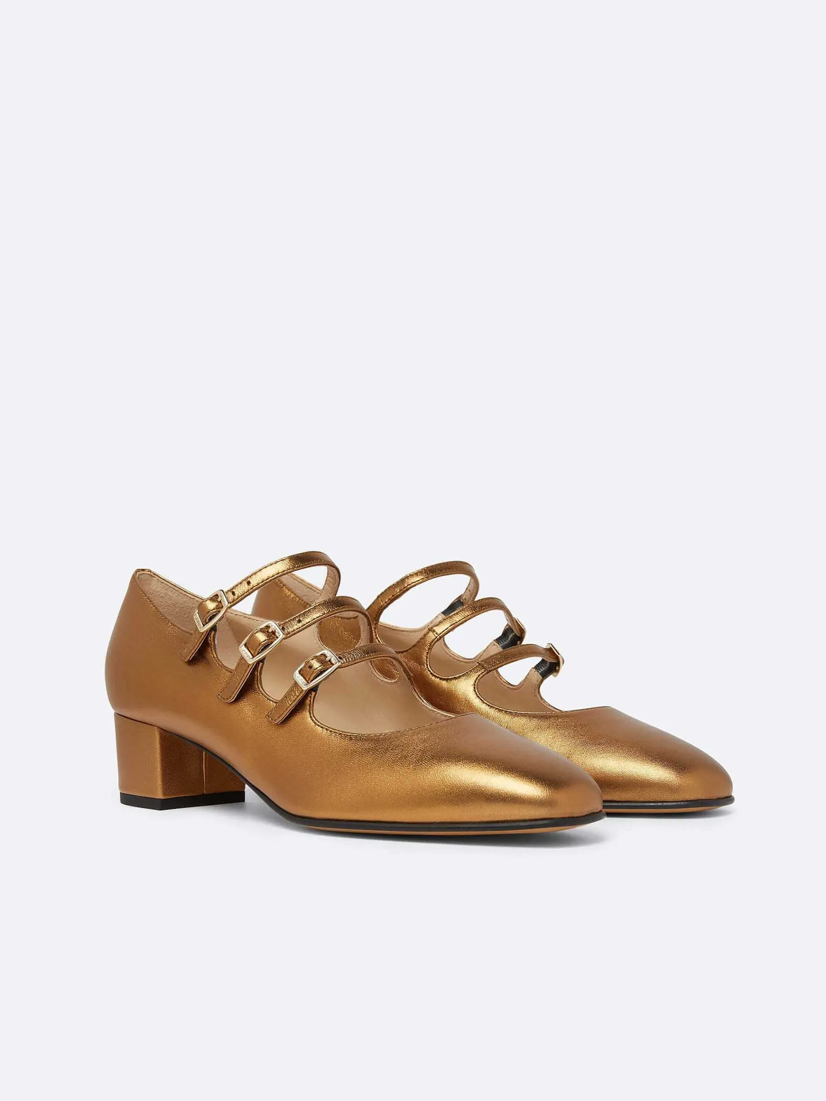 Bronze Upcycled Leather Mary Janes Pumps-Carel Fashion