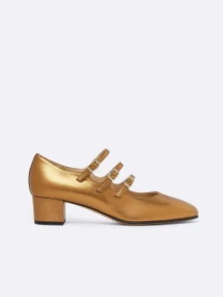 Bronze Upcycled Leather Mary Janes Pumps-Carel Fashion