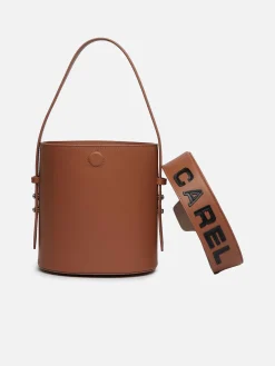 Brown Leather Bucket Bag-Carel Discount