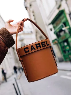 Brown Leather Bucket Bag-Carel Discount
