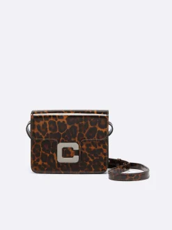 Brown Patent Leather Bag With Leopard Print-Carel Shop