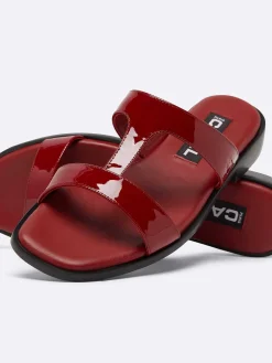 Burgundy Patent Leather Flat Mules-Carel Best