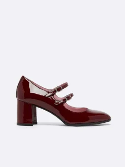Burgundy Patent Leather Mary Janes Pumps-Carel Online