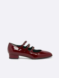 Burgundy Patent Leather Mary Janes Ballet Flats-Carel Sale