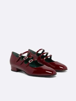 Burgundy Patent Leather Mary Janes Ballet Flats-Carel Sale