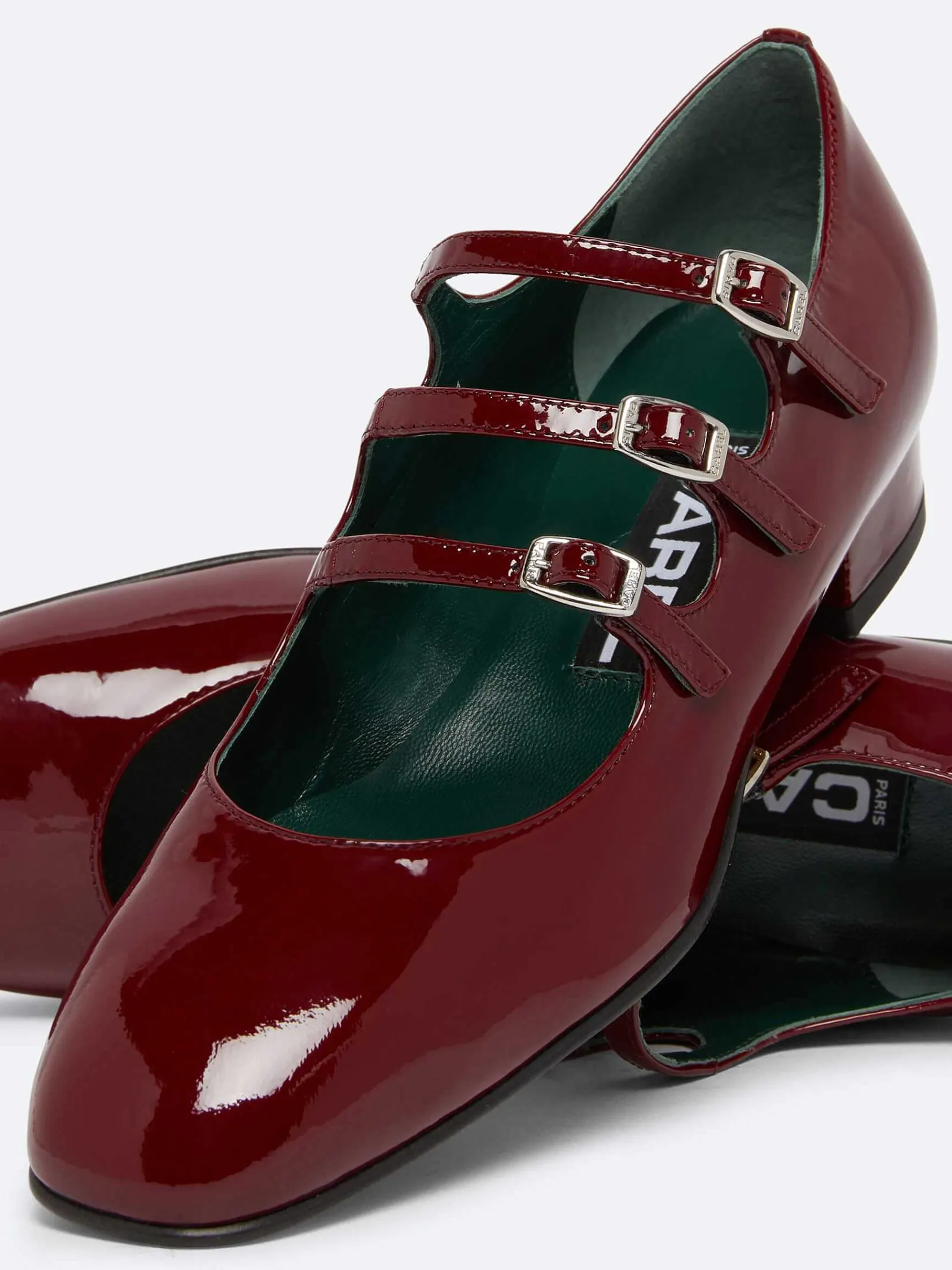 Burgundy Patent Leather Mary Janes Ballet Flats-Carel Sale