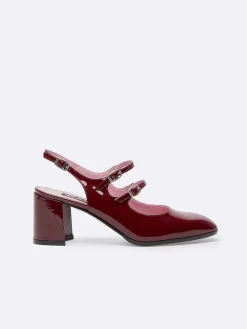 Burgundy Patent Leather Slingback Mary Janes-Carel Flash Sale