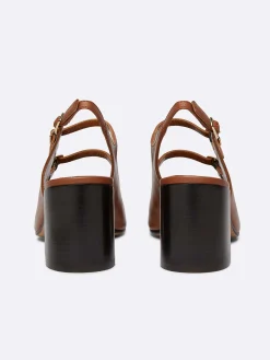 Camel Upcycled Leather Slingback Mary Janes-Carel Discount