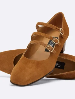 Camel Upcycled Suede Leather Mary Janes Pumps-Carel Discount