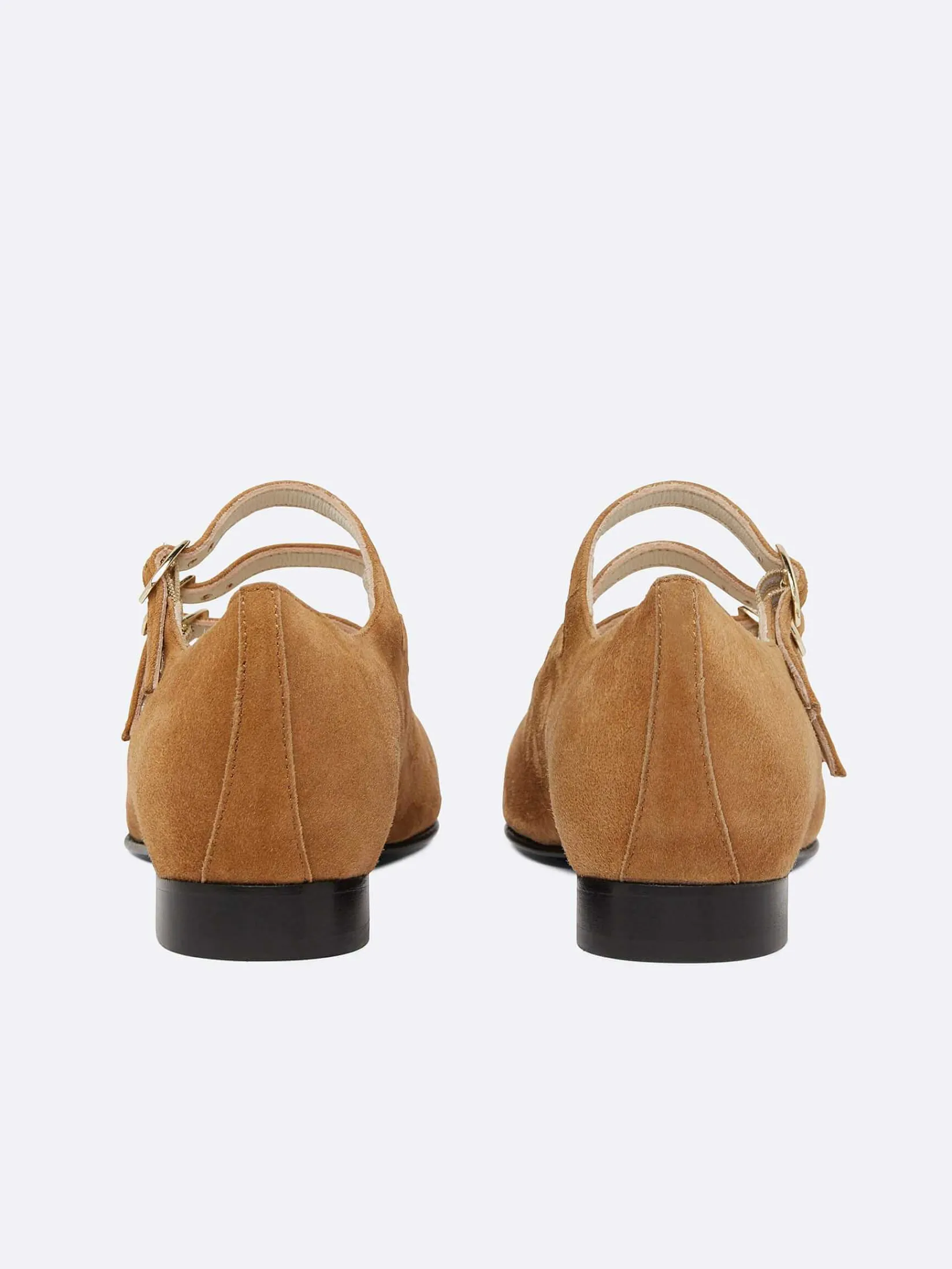 Camel Upcycled Suede Leather Mary Janes Ballet Flats-Carel Clearance