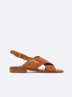 Camel Woven Leather Sandals-Carel Cheap