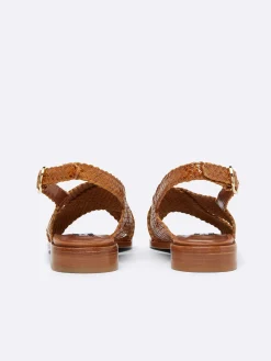 Camel Woven Leather Sandals-Carel Cheap
