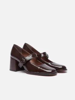 Chocolate Patent Leather Mary Janes Pumps-Carel New