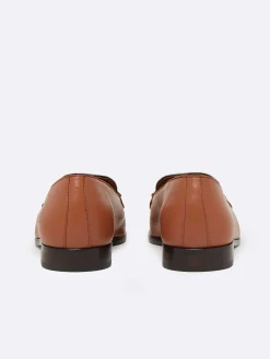 Cognac And Ivory Leather Loafers-Carel New