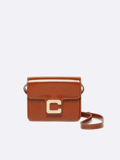 Cognac Glossy Leather Bag-Carel Clearance