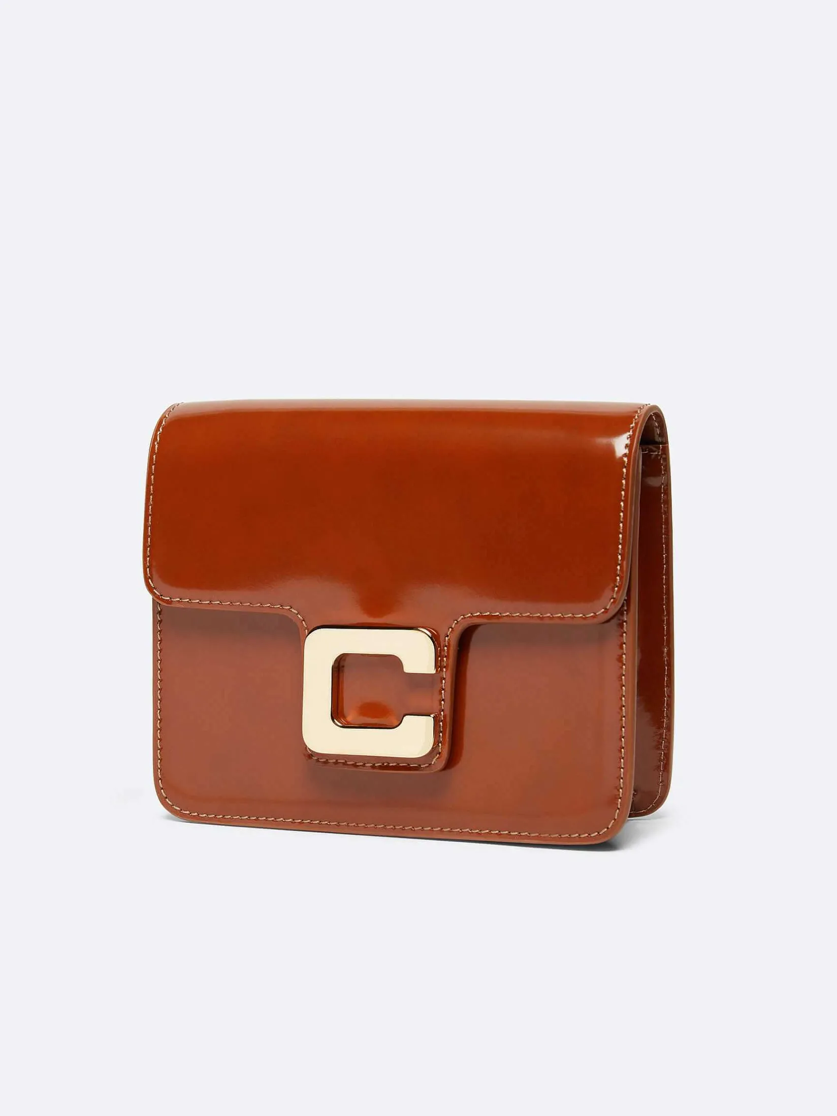 Cognac Glossy Leather Bag-Carel Clearance