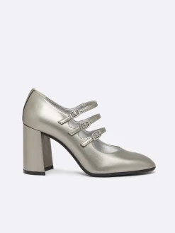 Dark Silver Appleskin Mary Janes Pumps-Carel Flash Sale