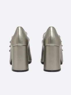 Dark Silver Appleskin Mary Janes Pumps-Carel Flash Sale