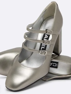 Dark Silver Appleskin Mary Janes Pumps-Carel Flash Sale