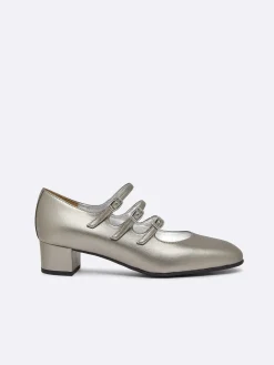 Dark Silver Appleskin Mary Janes Pumps-Carel New