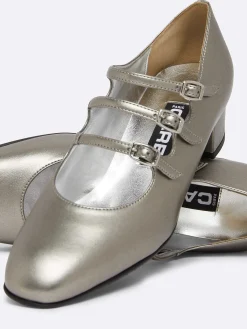Dark Silver Appleskin Mary Janes Pumps-Carel New