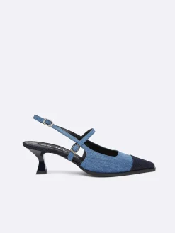 Denim Bi-Color Slingback Pumps-Carel Discount