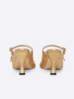 Gold Laminated Leather Mules-Carel Flash Sale