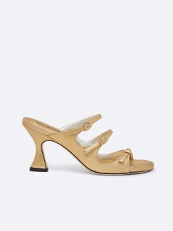 Gold Laminated Leather Mules-Carel Flash Sale