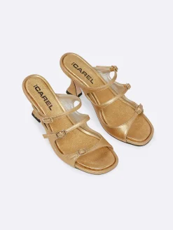 Gold Laminated Leather Mules-Carel Flash Sale