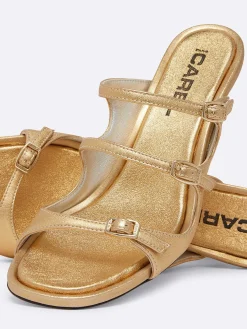 Gold Laminated Leather Mules-Carel Flash Sale