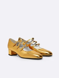 Gold Mirror Effect Leather Mary Janes Pumps-Carel Cheap