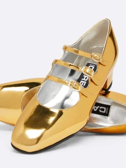 Gold Mirror Effect Leather Mary Janes Pumps-Carel Cheap