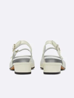 Ivory Leather And Mesh Slingback Mary Janes-Carel Clearance