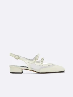 Ivory Leather And Mesh Slingback Mary Janes-Carel Clearance