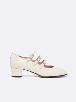 Ivory Upcycled Patent Leather Mary Janes Pumps-Carel Flash Sale