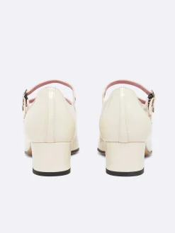 Ivory Upcycled Patent Leather Mary Janes Pumps-Carel Flash Sale