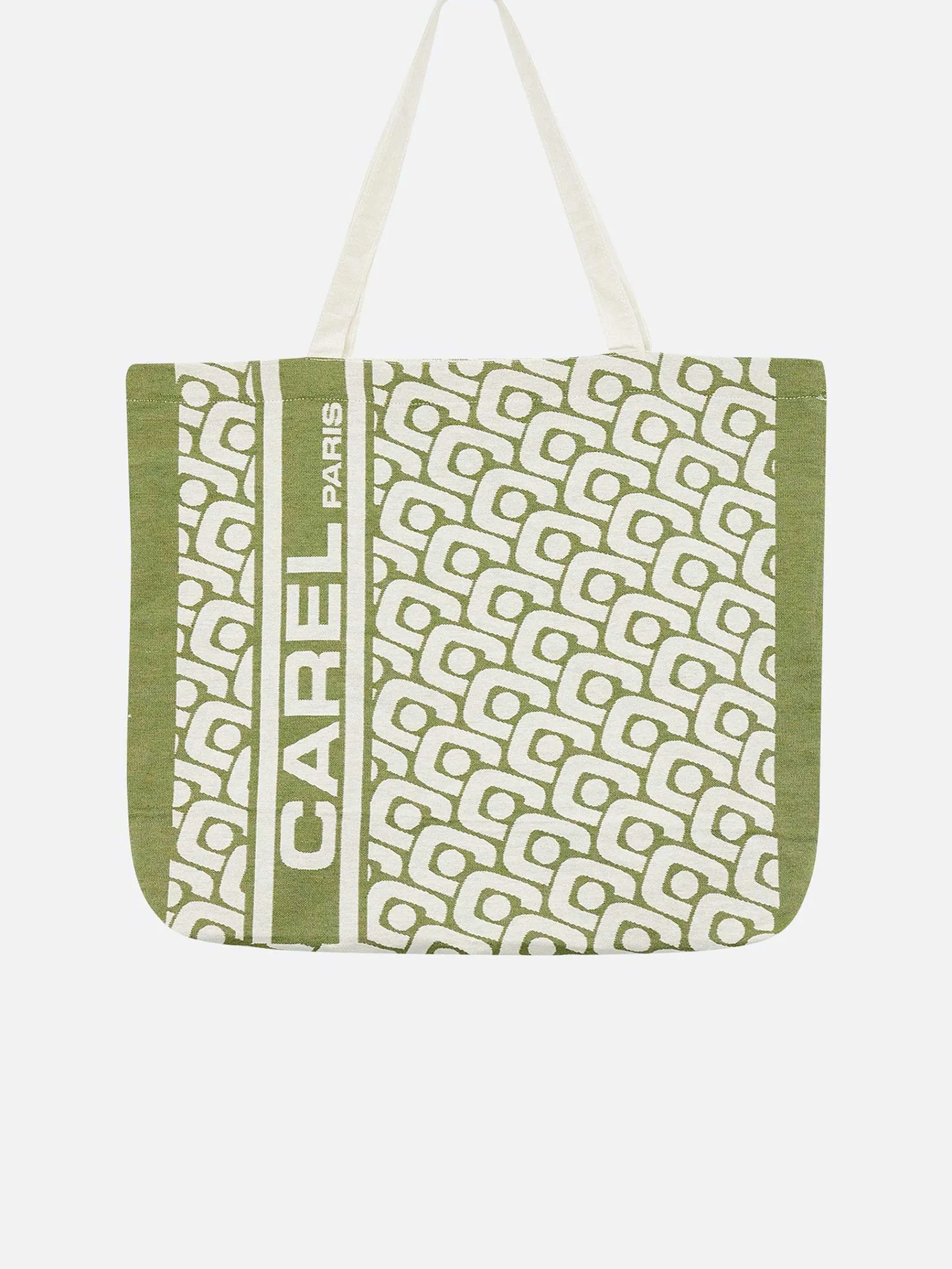 Khaki Monogrammed Tote Bag With Jacquard Weave-Carel Best Sale