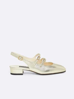 Laminated Platinium Leather Slingback Mary Janes-Carel Hot